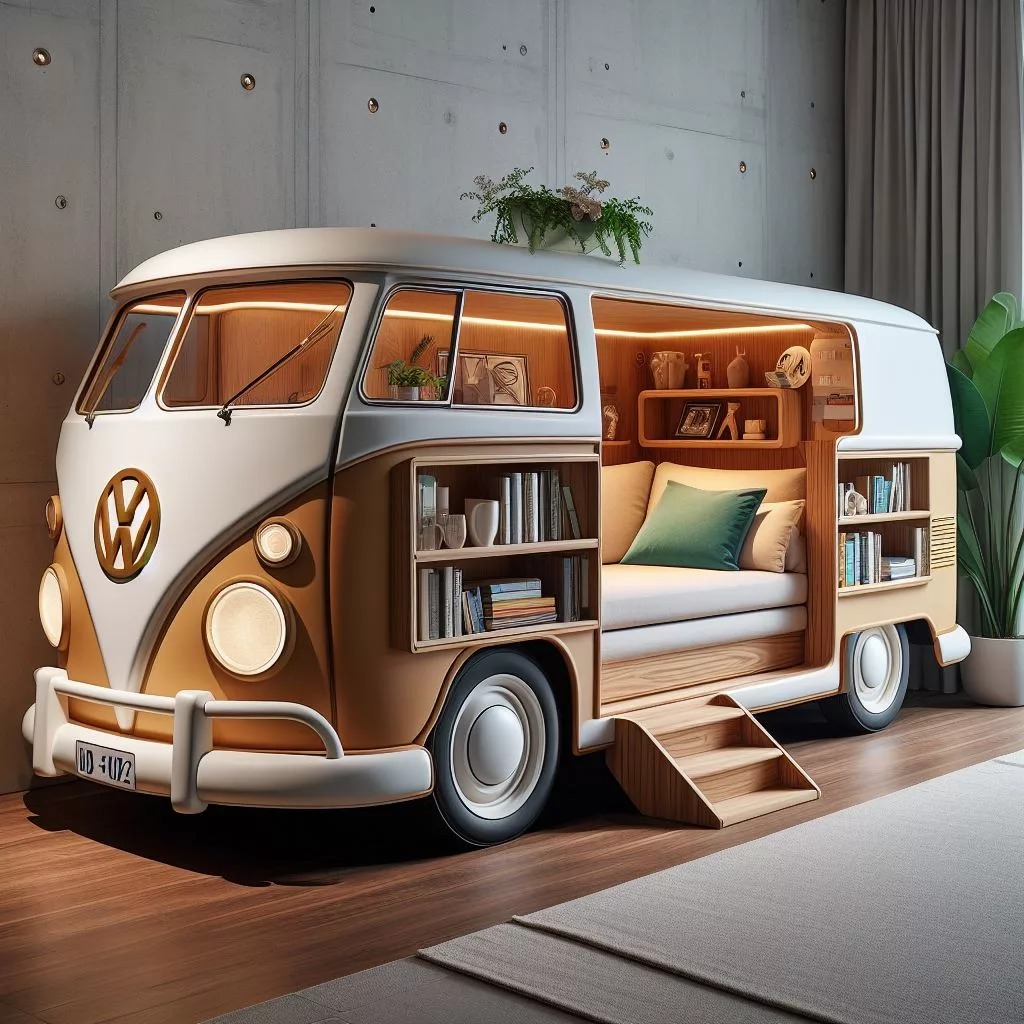 Retro Comfort: Volkswagen Bus-Shaped Sofa for Stylish Living