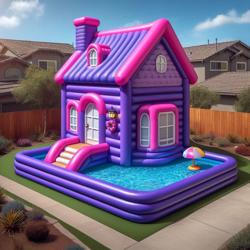 Inflatable House Pools with Water Slides and Detachable Components