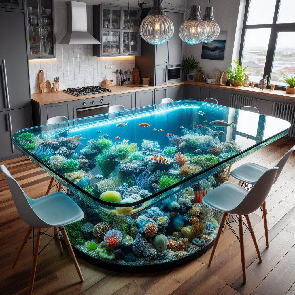 Immerse Your Meals in Beauty: The Aquarium Dining Table