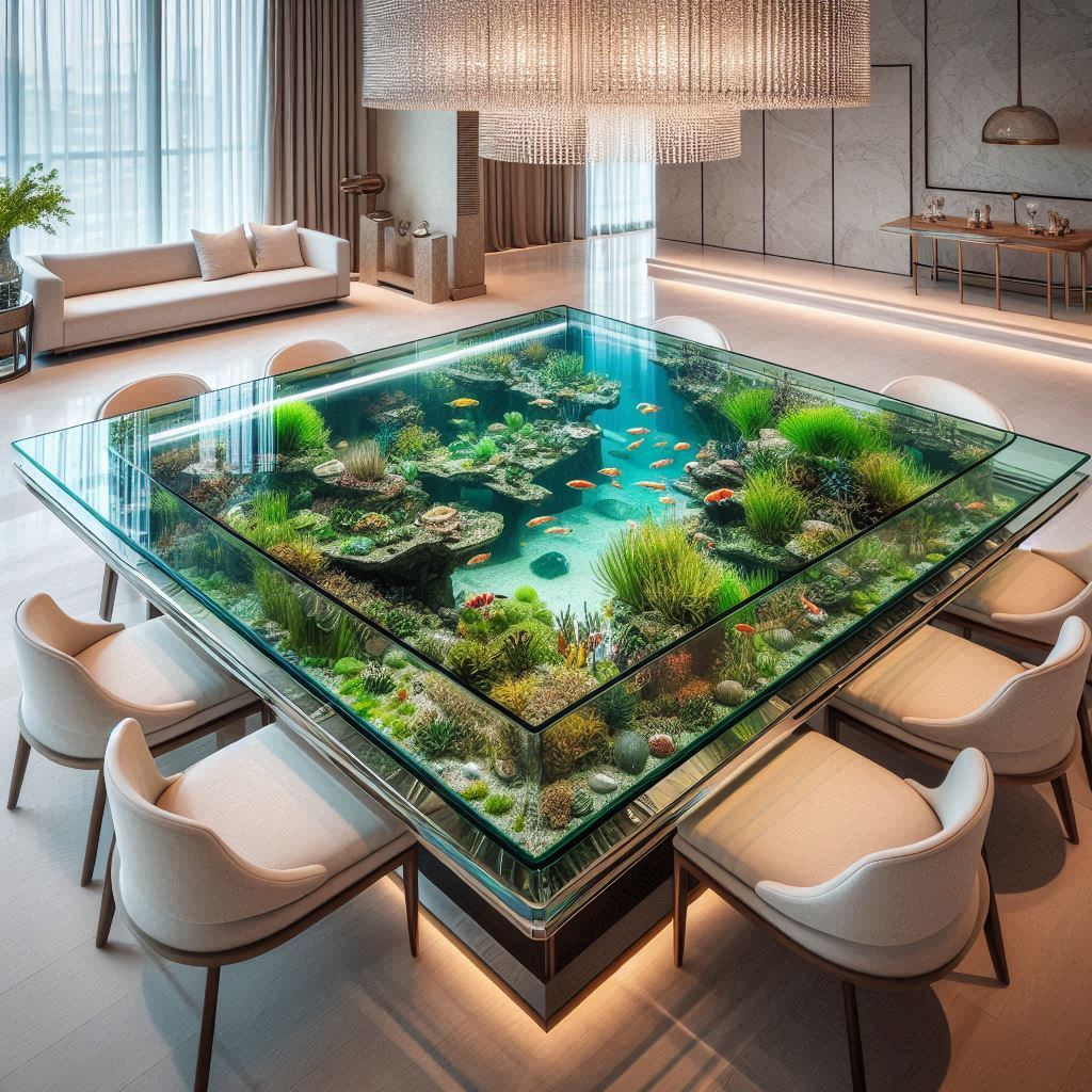 Fish tank dining table hotsell