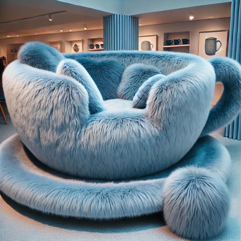 I want a Giant Fur Teacup Lounger right now - Relaxation Redefined