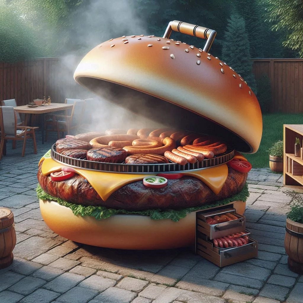 Grill in Style with the Hamburger Shaped BBQ Grill