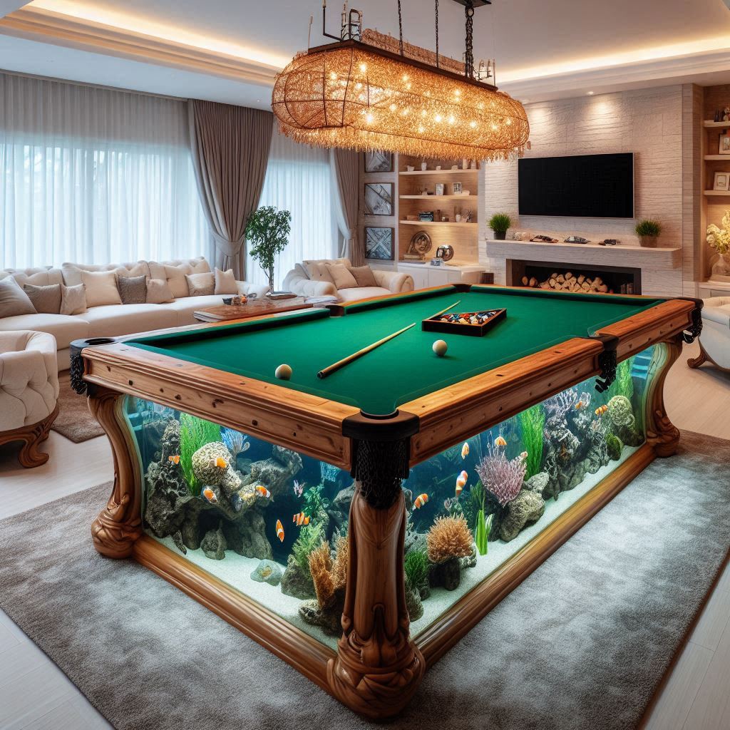 Underwater Elegance: The Aquarium Pool Table