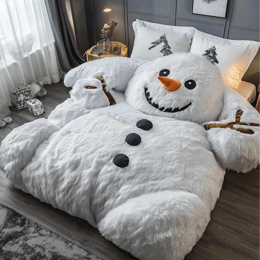 Snowy Slumbers: Adorable Snowman Bedding Set