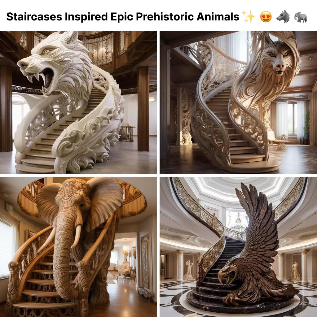 Wooden Staircases Inspired by Epic Prehistoric Animals