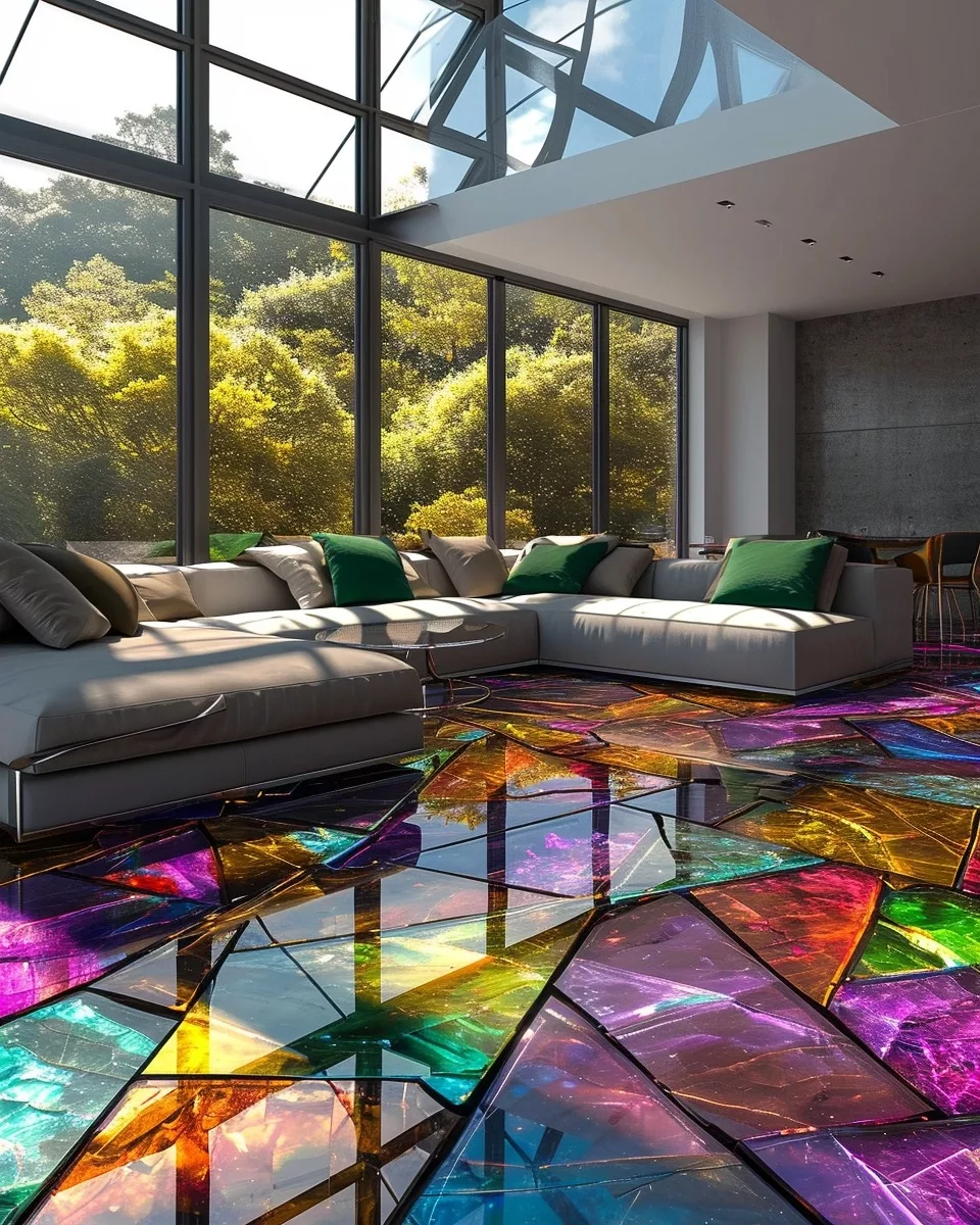 Vibrant Vibes: Enhance Your Space with a Colorful Ammolite Stone Pattern Floor