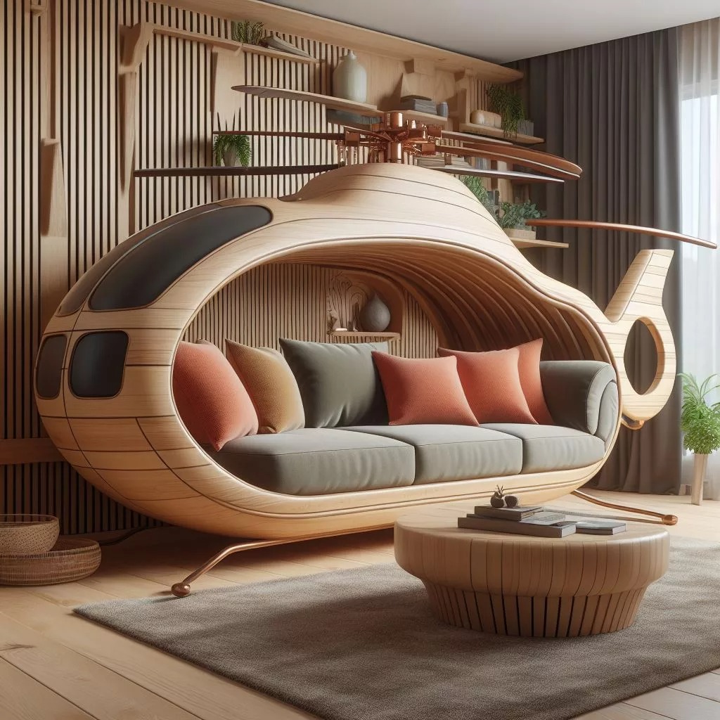 Unique Design of Helicopter-Shaped Sofa