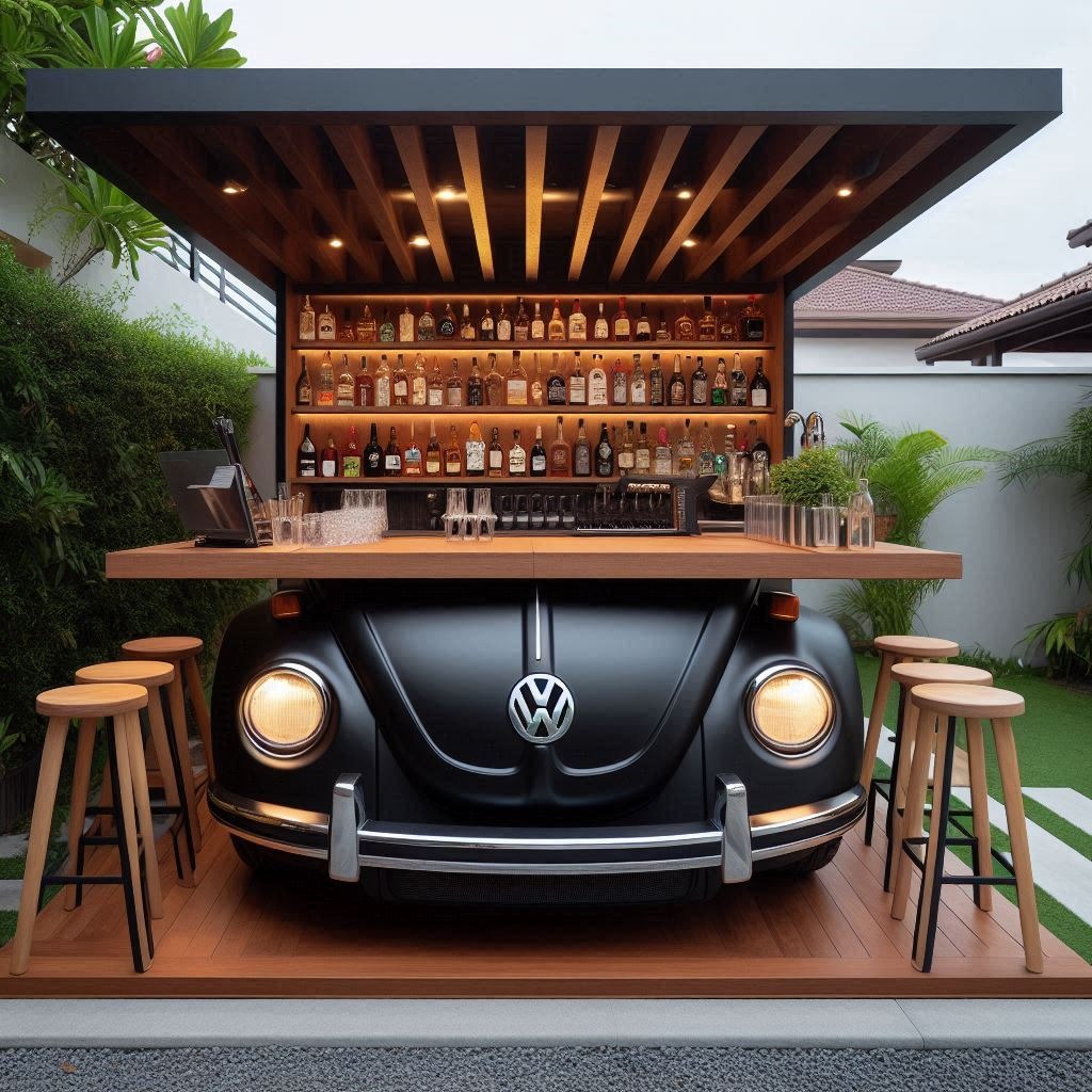 Retro Refreshments: Volkswagen-Inspired Outdoor Bar for Your Backyard