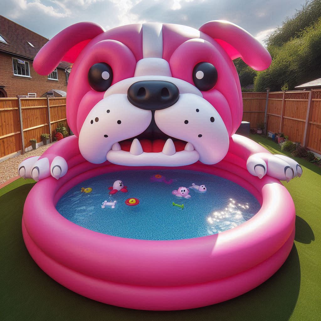 Fun in the Sun: The Inflatable Bulldog Pool - THINK ART DESIGNS