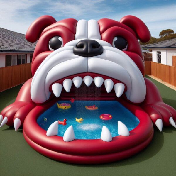 Fun in the Sun: The Inflatable Bulldog Pool - THINK ART DESIGNS