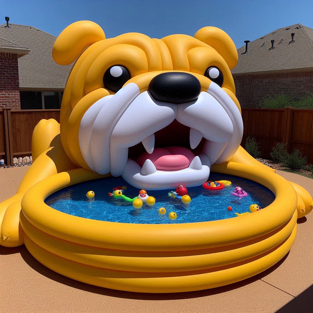 Fun in the Sun: The Inflatable Bulldog Pool - THINK ART DESIGNS