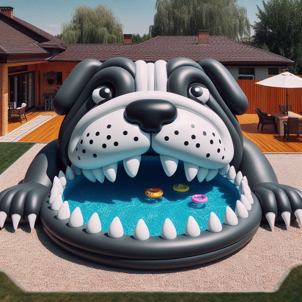 Fun in the Sun: The Inflatable Bulldog Pool - THINK ART DESIGNS