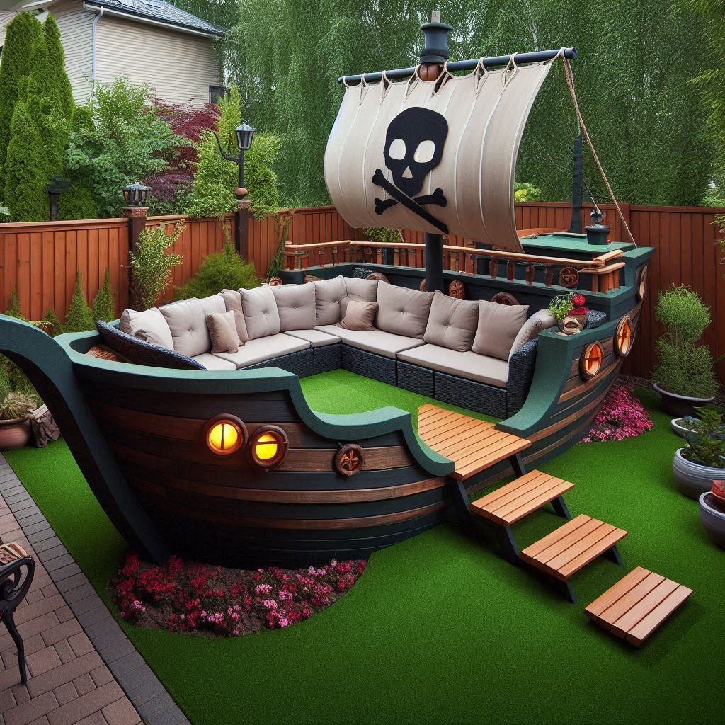 Pirate Ship Patio Sofas: Nautical Aesthetics and Garden Highlight