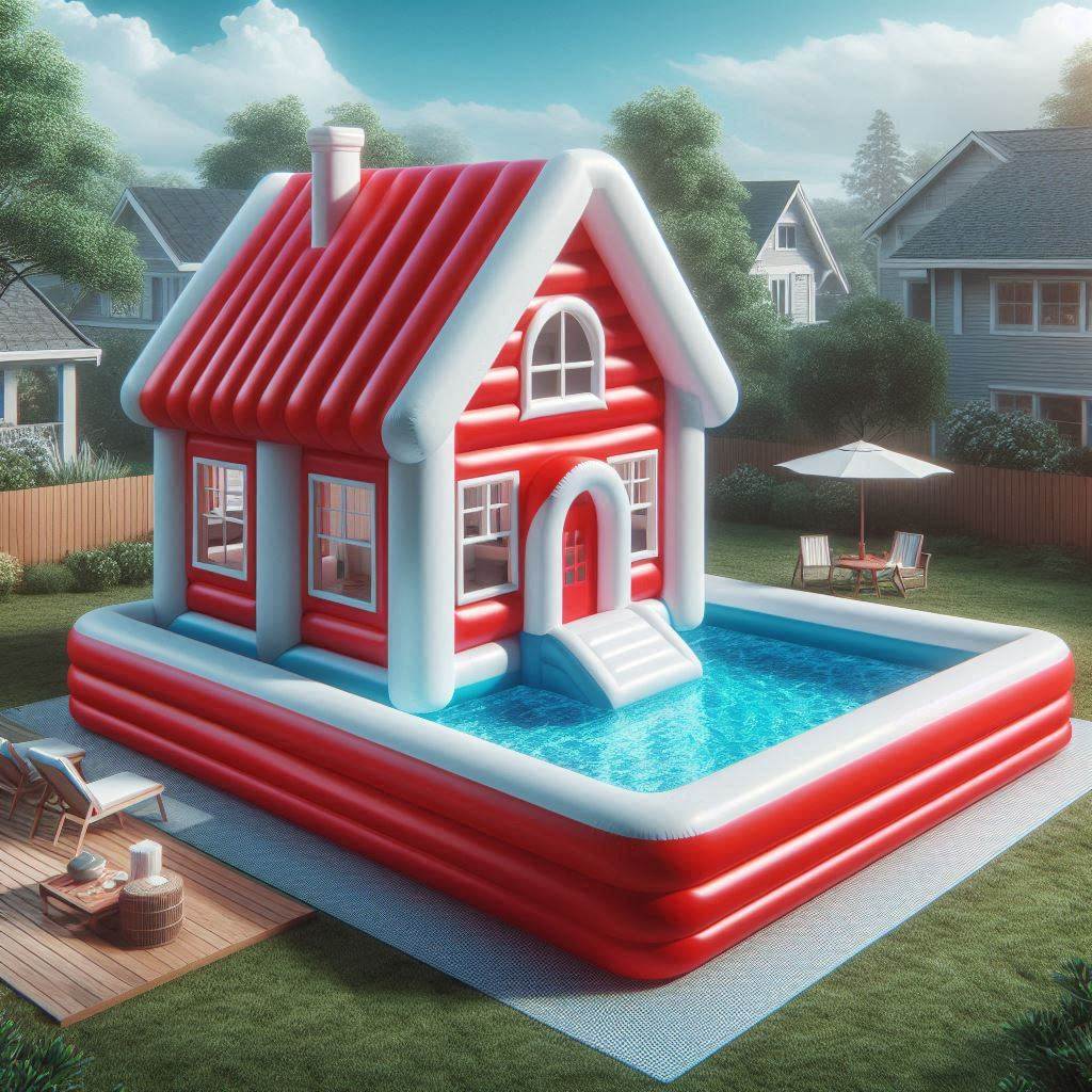 Inflatable House Pools with Water Slides and Detachable Components ...